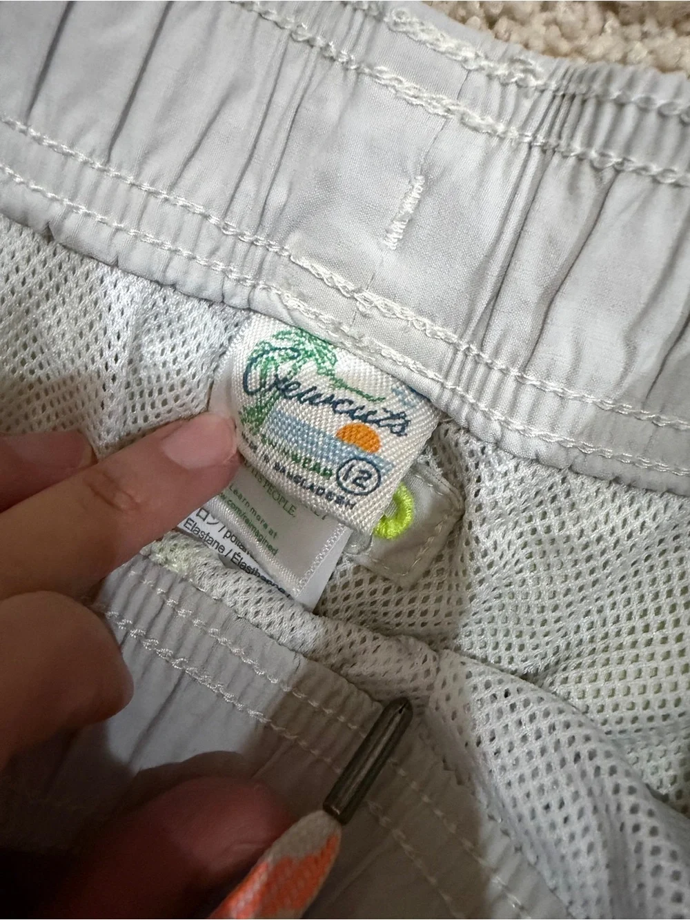 Crewcuts Light Green Swim Trunks with Gray Waistband